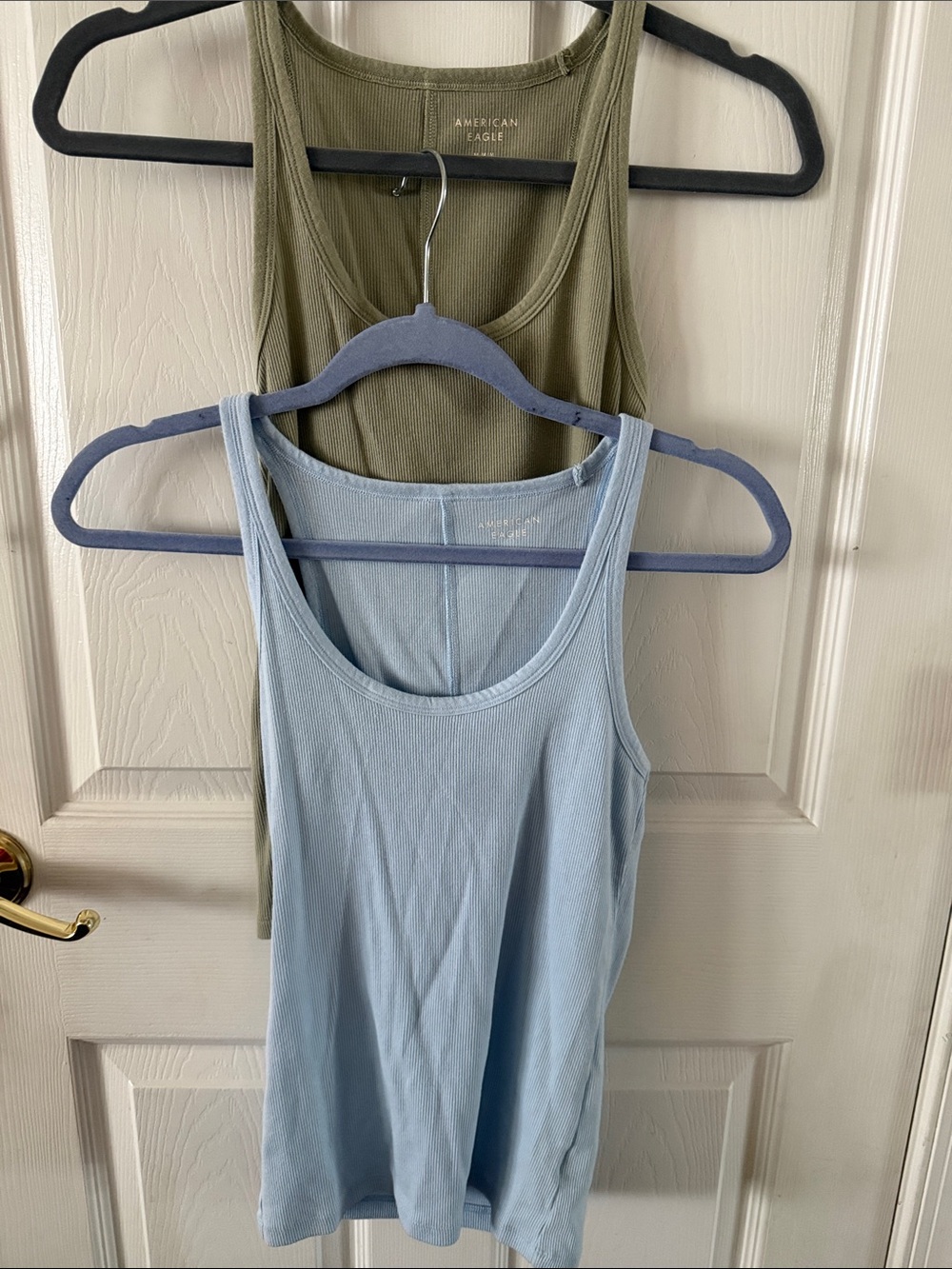 American Eagle Outfitters Ribbed Tank Tops in Olive Green and Light Blue